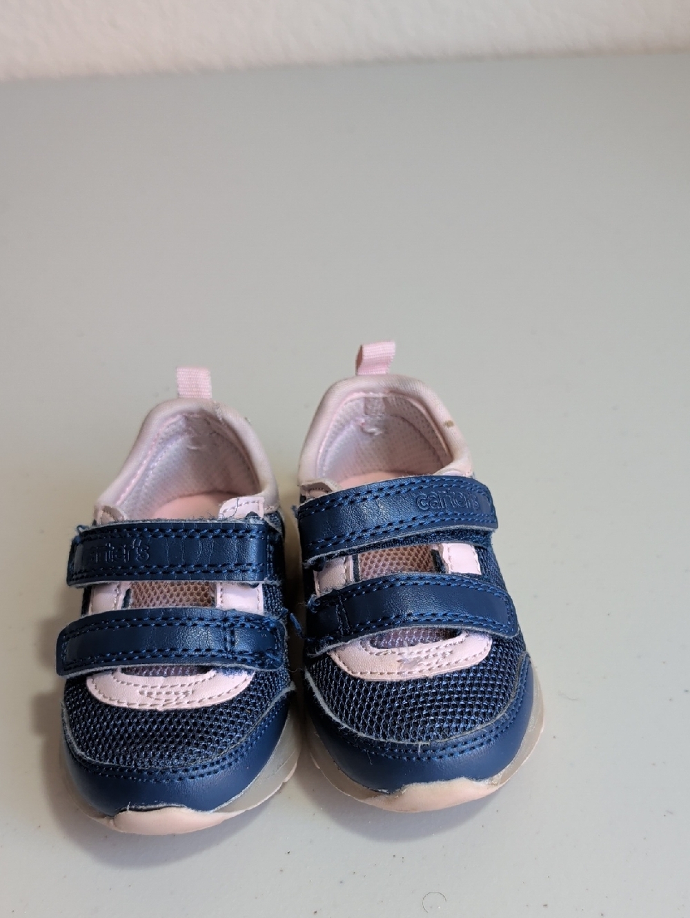 Carter's Navy and Light Pink Velcro Toddler Sneakers